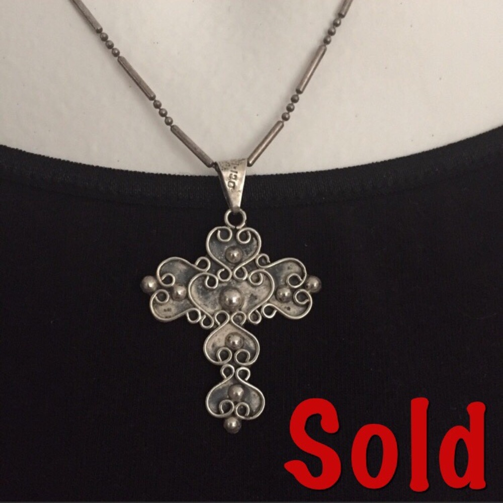 ❌SOLD❌Taxco Sterling .925 Cross Pendant Necklace